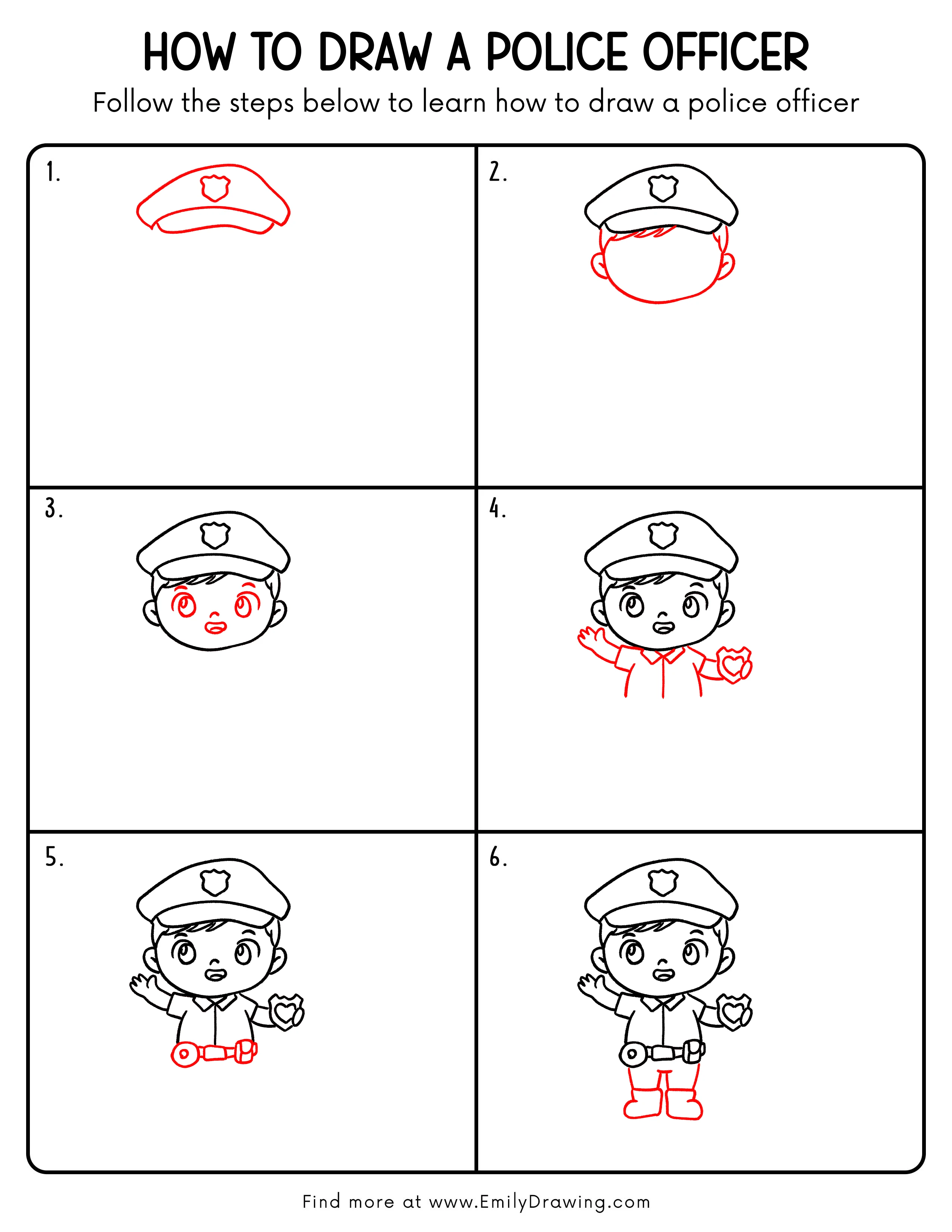 Printable Police Officer Drawing Guide